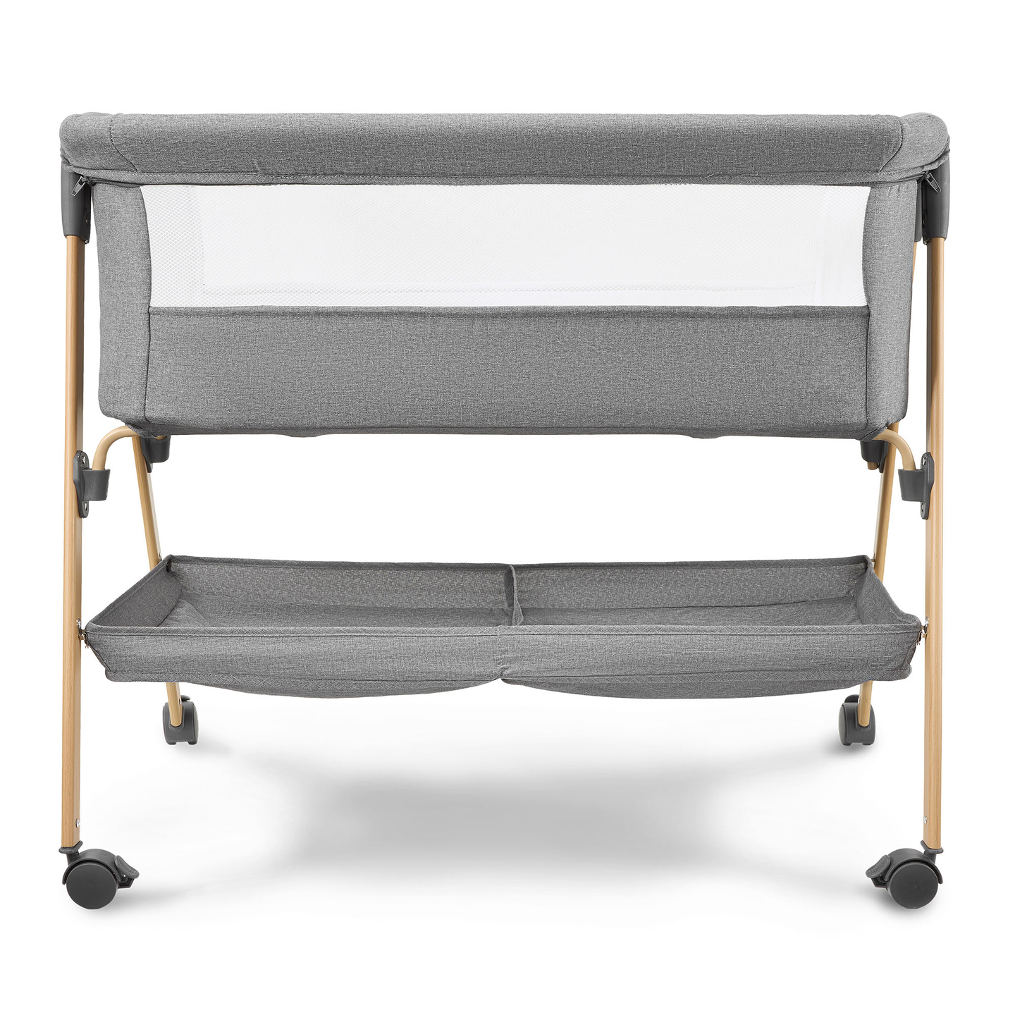 Vaikiška lovelė, laisvai stovinti, kelioninė lovelė, lopšys su čiužiniu - pilka