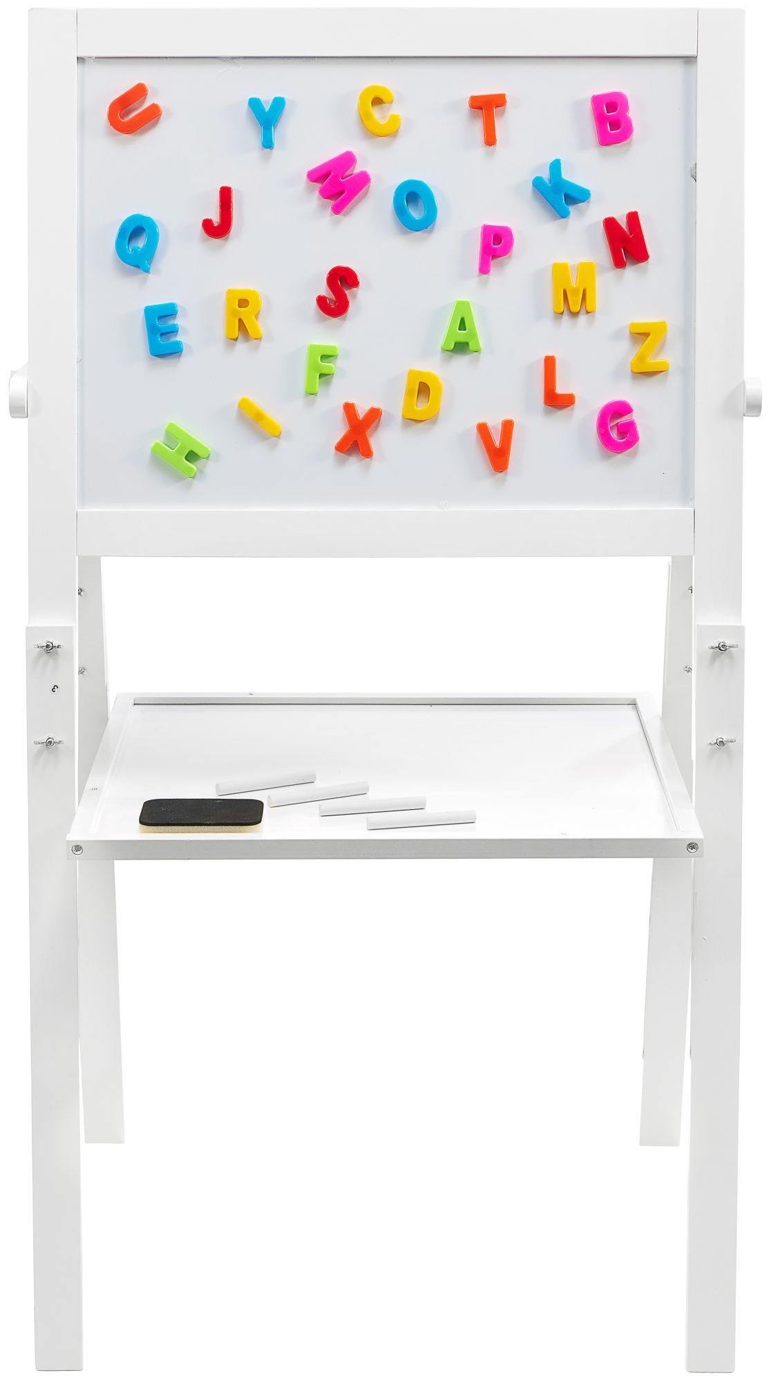 Edukacinė dvipusė lenta: magnetinė ir kreidinė - sausai nuvaloma, medinė, skirta vaikams, sulankstoma