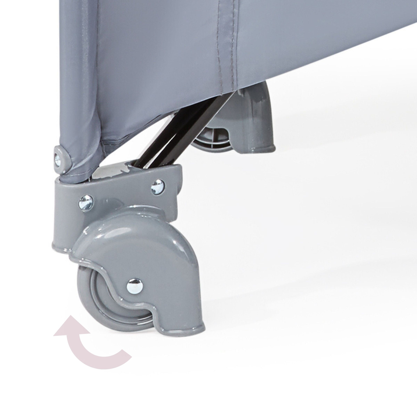 Kelioninė lovelė / maniežas 2 lygiai su persirengimo stalu, stogu ir Happy Traveller BASIC PLUS čiužiniu - pilkas