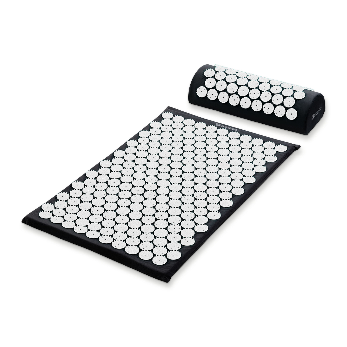 Akupresūros kilimėlis su pagalvėle ir užvalkalu – 72 cm „HyperMotion“ juodos ir baltos spalvos