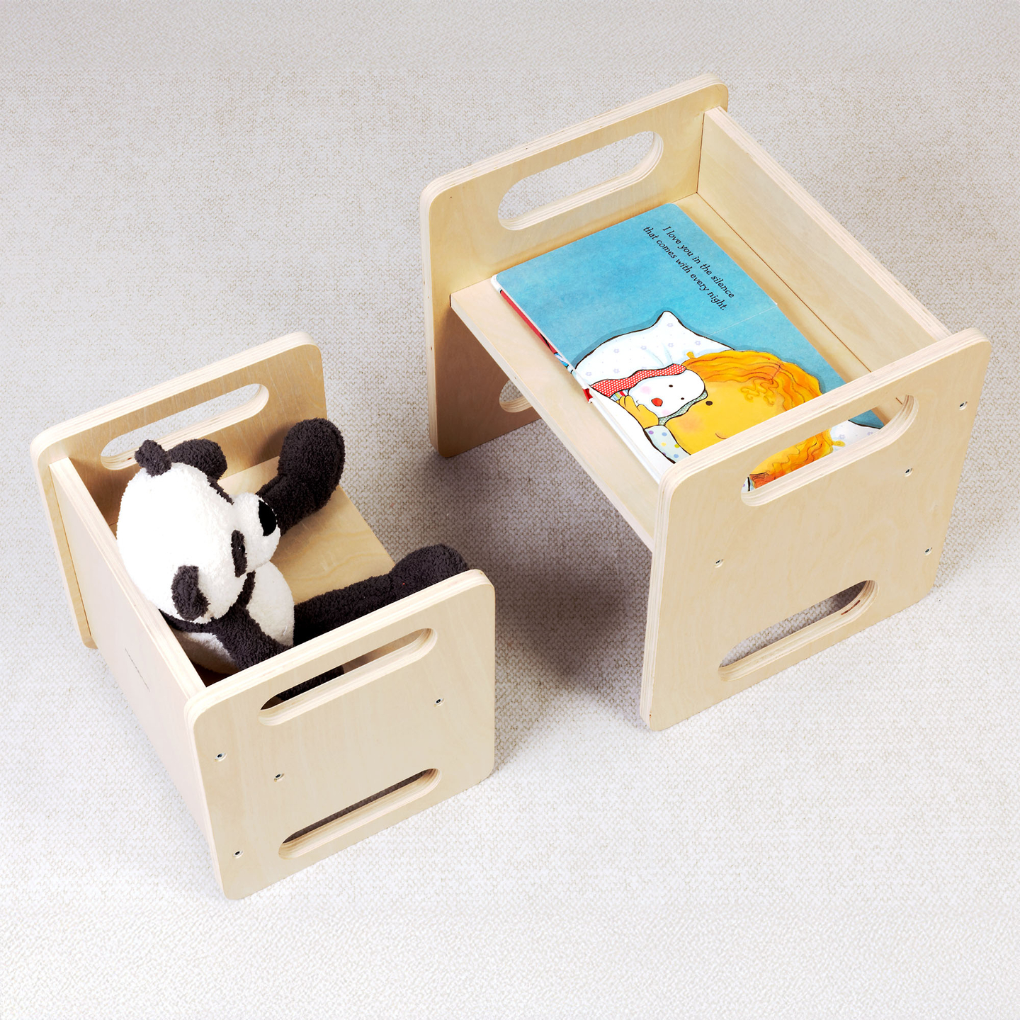 Medinis stalas ir kėdė su akmenuko funkcija – daugiafunkcis Montessori rinkinys vaikams