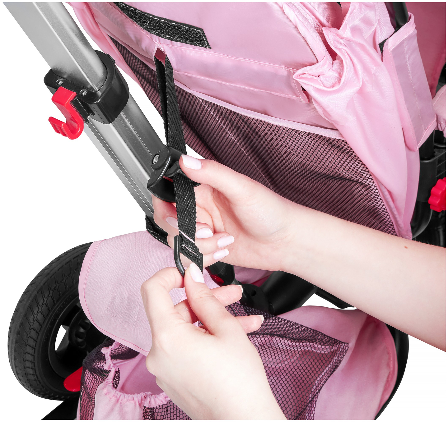 "Tobi Velar" triratukas + lietaus plėvelė - rožinė