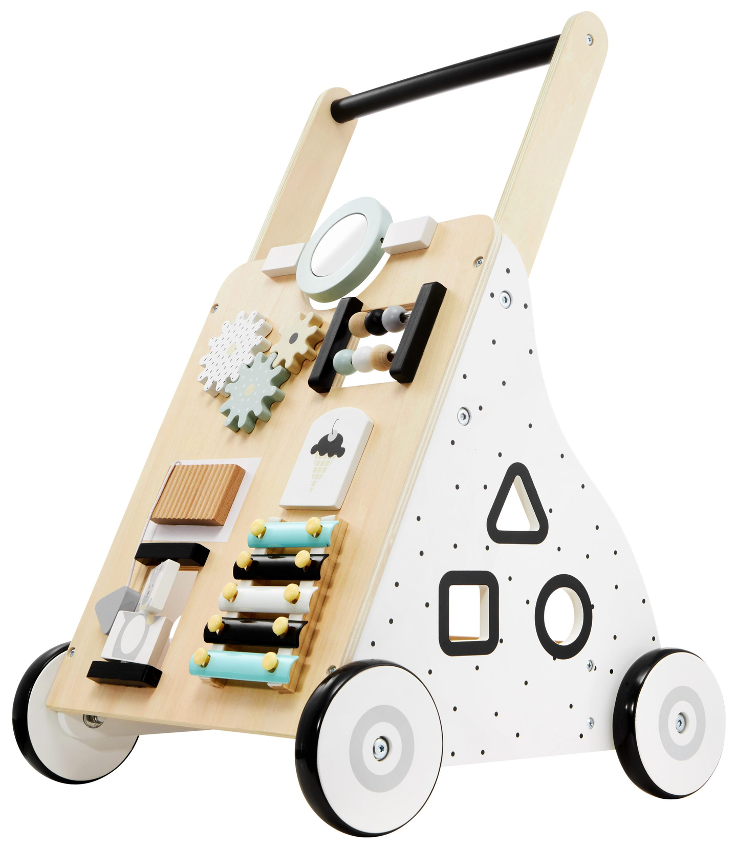 Medinė lavinamoji vaikštynė / vežimėlis - manipuliacinė lenta