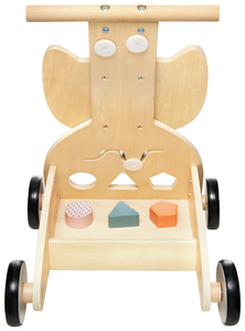 Medinė daugiafunkcinė vaikštynė - stumdukas - vežimėlis su kaladėlėmis - Owl