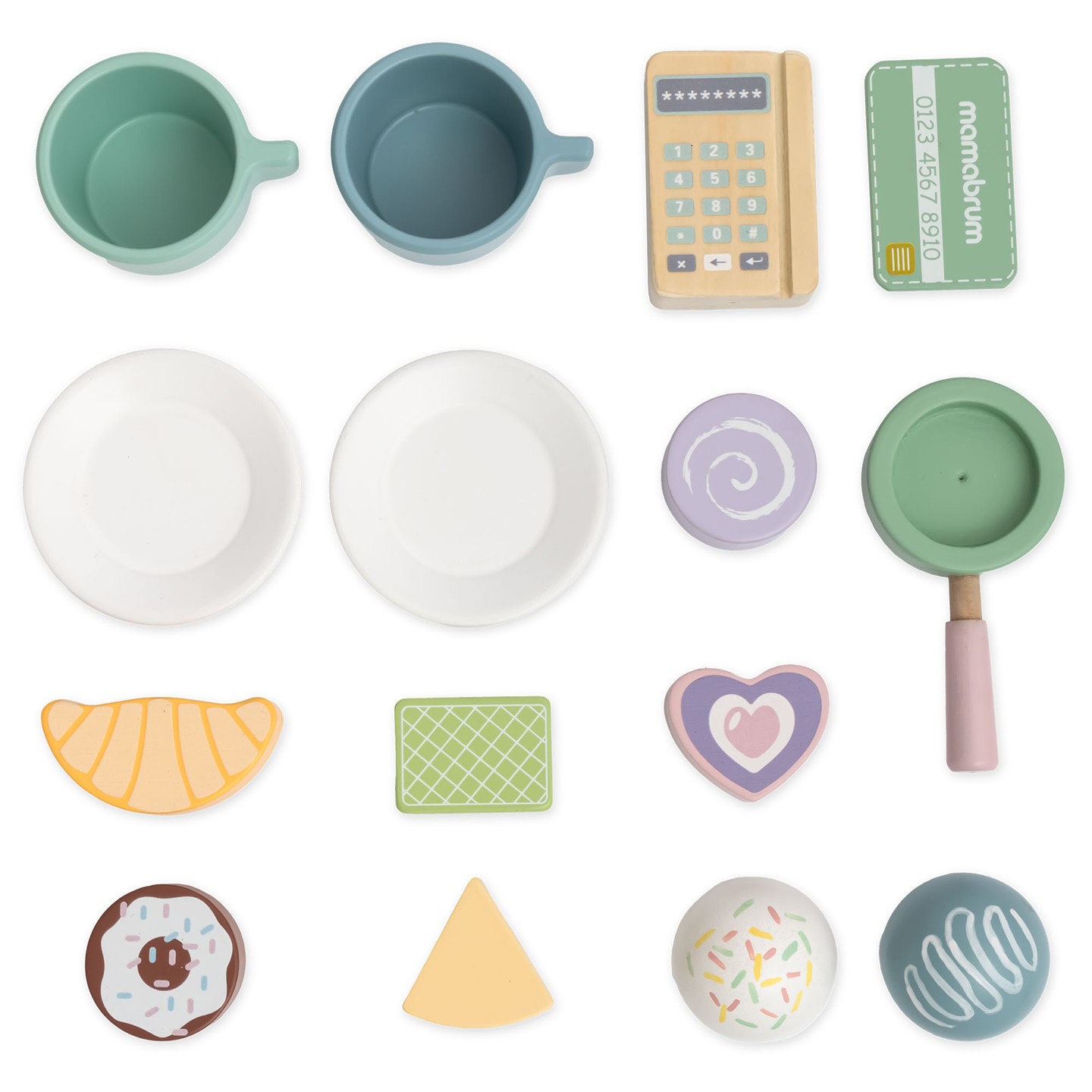 Didelė medinė ledainė su magnetine lenta, kavos aparatu ir ledų bei desertų rinkiniu - daugiau nei 70 detalių!