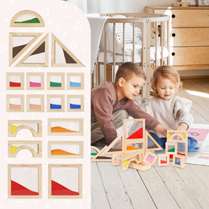 Medinės sensorinės kaladėlės - 18 vienetų