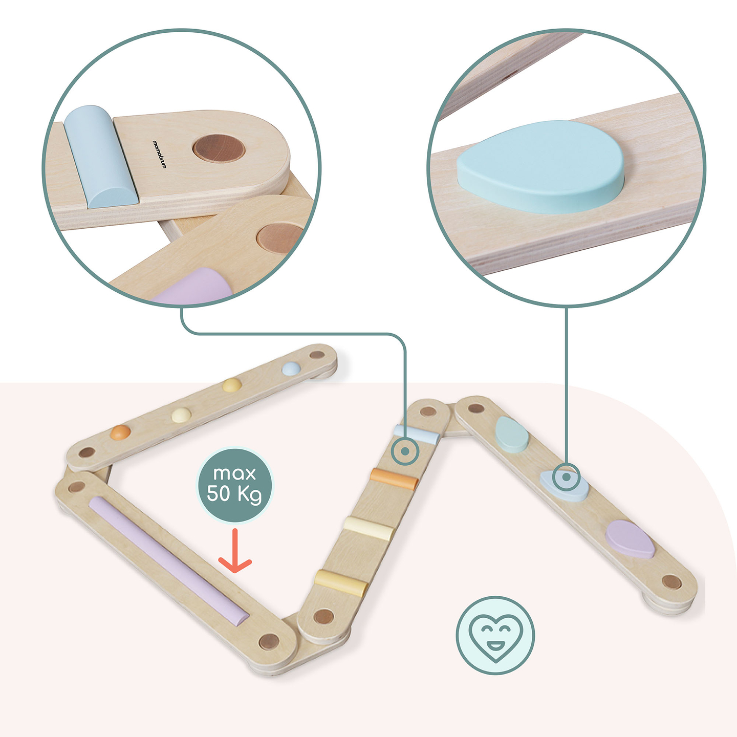 Didelis medinis sensorinis takas - pusiausvyros takas - 9 elementai