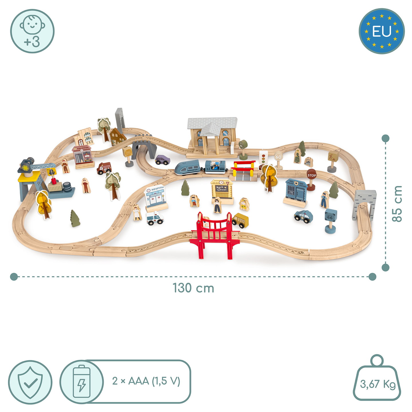 Medinis miesto geležinkelis su elektriniu traukiniu – judančiu kranu, laivu, tiltais