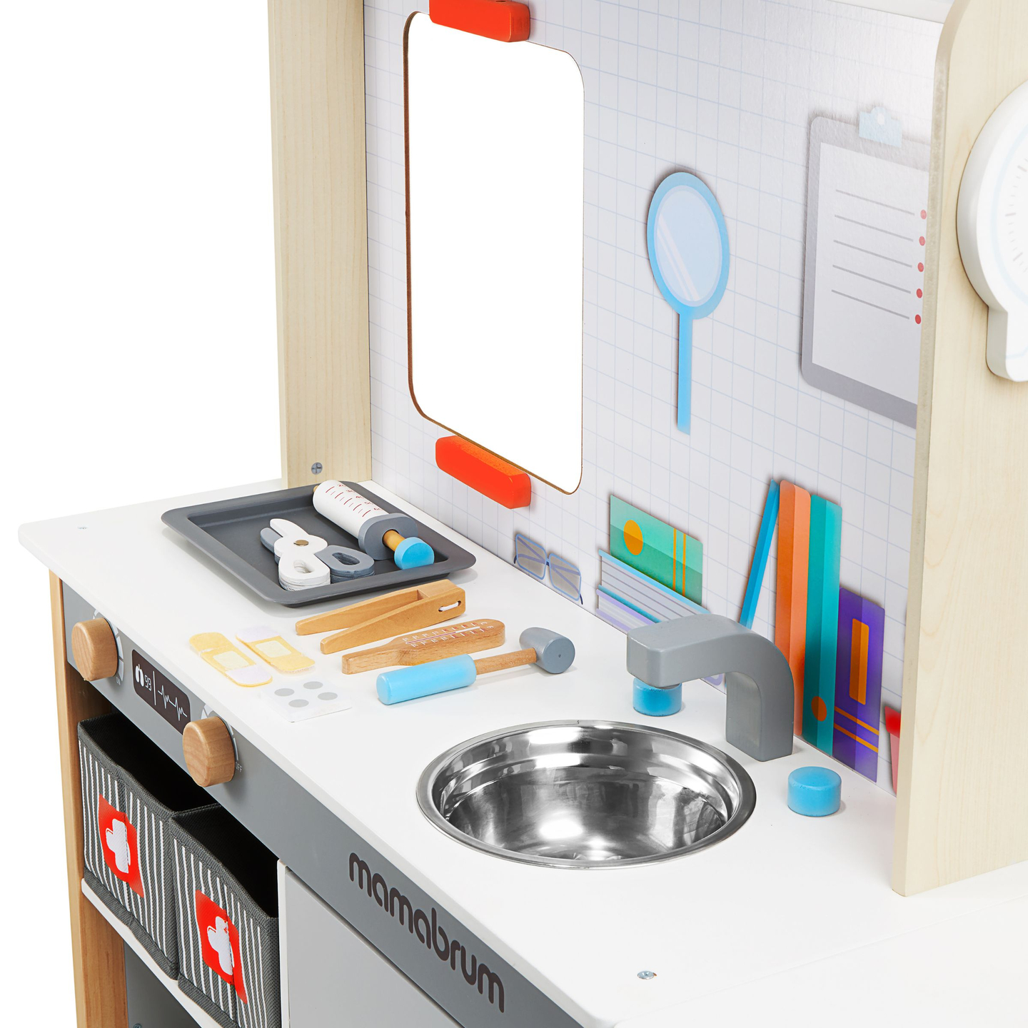 Medinė gydytojo kabineto ligoninė XXL - gydytojo rinkinys su priedais