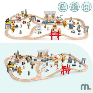 Medinis miesto geležinkelis su elektriniu traukiniu – judančiu kranu, laivu, tiltais