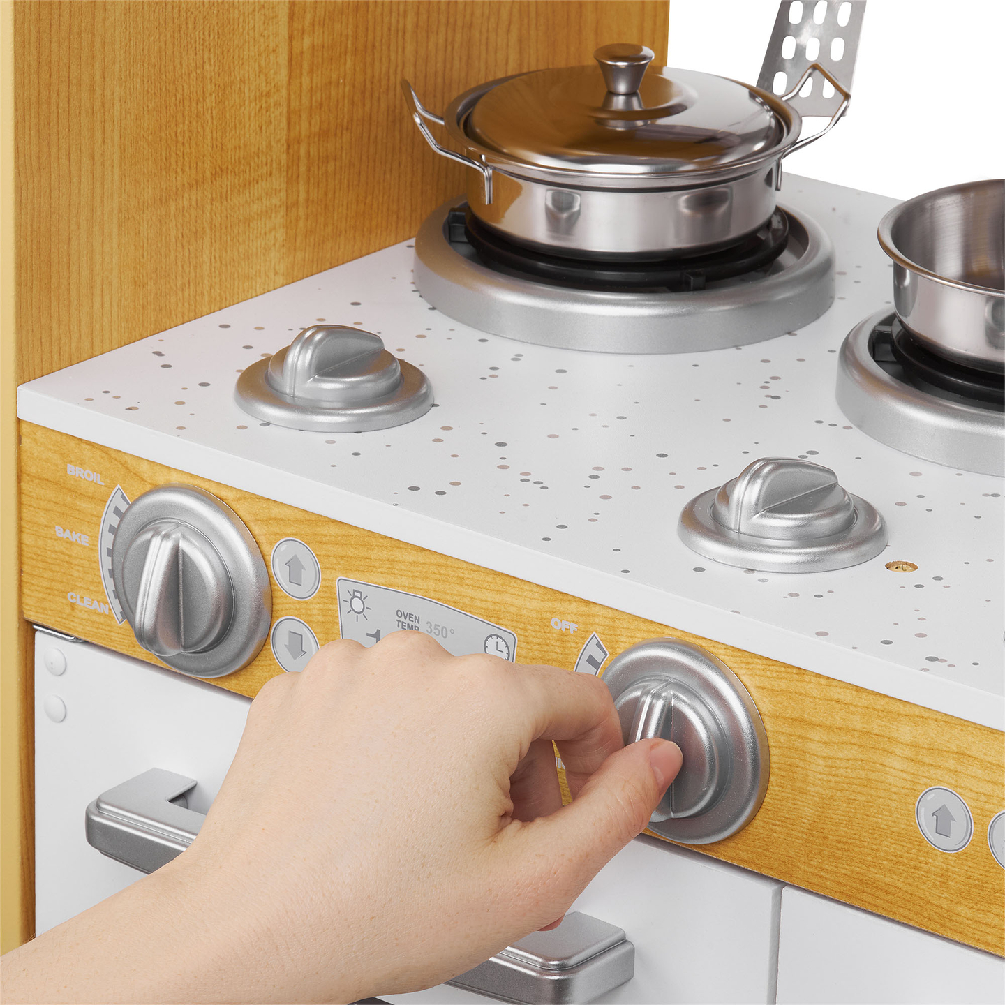 XXL medinė virtuvė su LED apšvietimu, prijuoste ir priedais