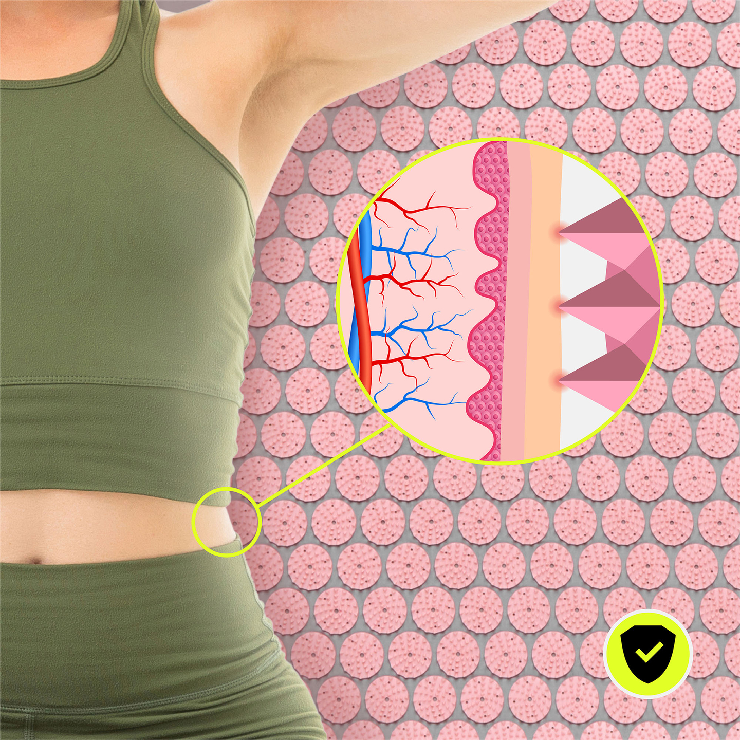 Didelis akupresūros kilimėlis su pagalvėle ir užvalkalu – 130 cm „HyperMotion“ pilkas ir rožinis