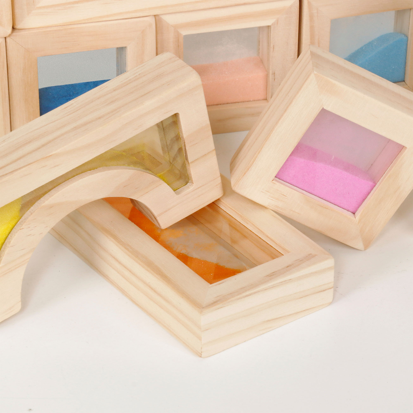 Medinės sensorinės kaladėlės - 18 vienetų