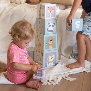 Dėlionių bokštas vaikams 10 dalių - skaičiai ir gyvūnai