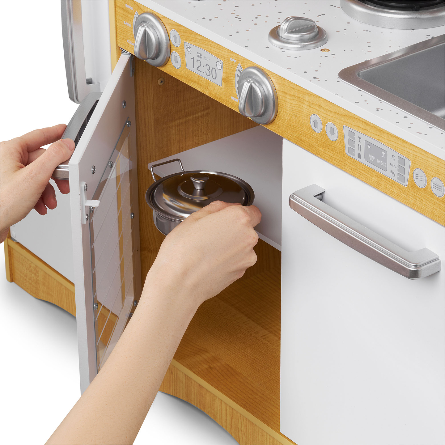 XXL medinė virtuvė su LED apšvietimu, prijuoste ir priedais