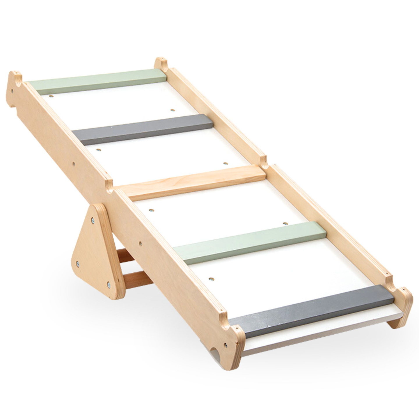 Medinė, savos gamybos vaikų žaidimų aikštelė - kopėčios + laipiojimo sienelė + balansavimo sija - Piklerio trikampis