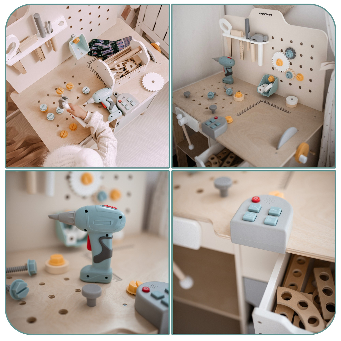 XXL Didelės medinės dirbtuvės su įrankiais - "pasidaryk pats" rinkinys, 74 elementai