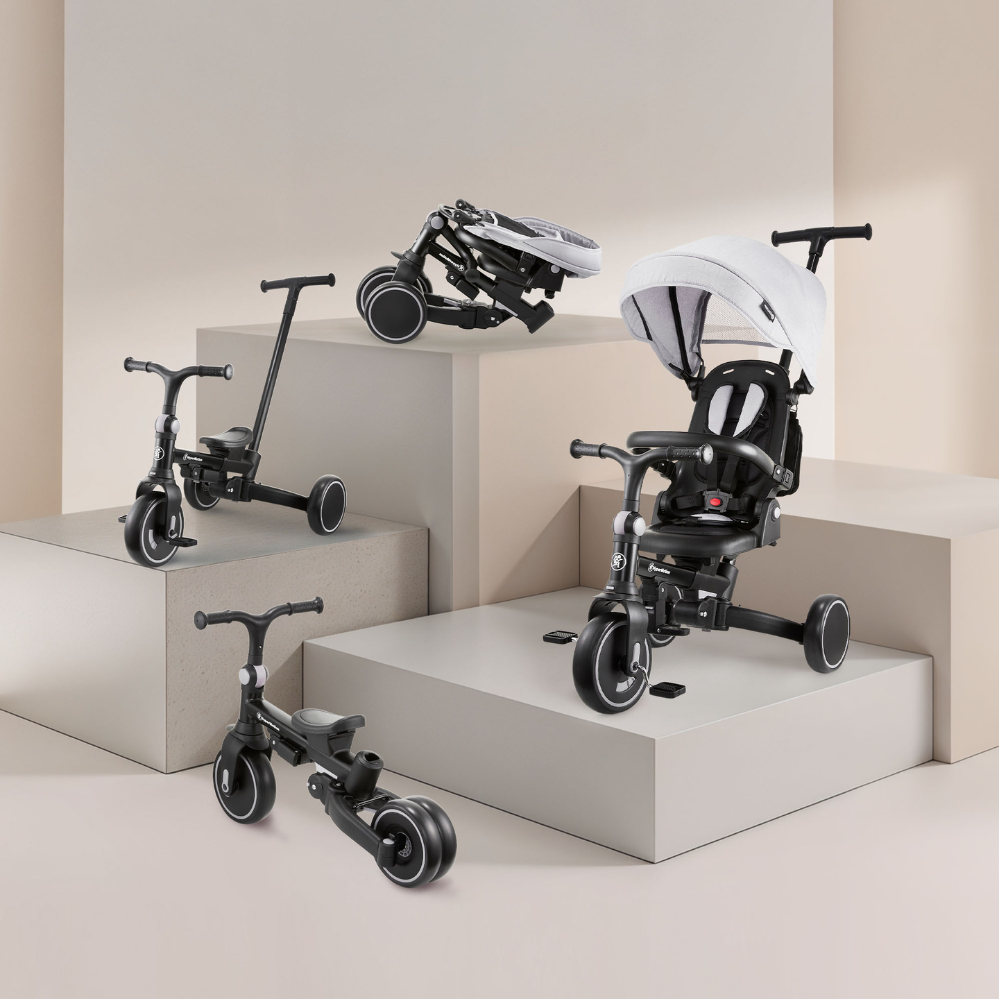 8in1 daugiafunkcinis triratis TOBI FOREST - pilkas