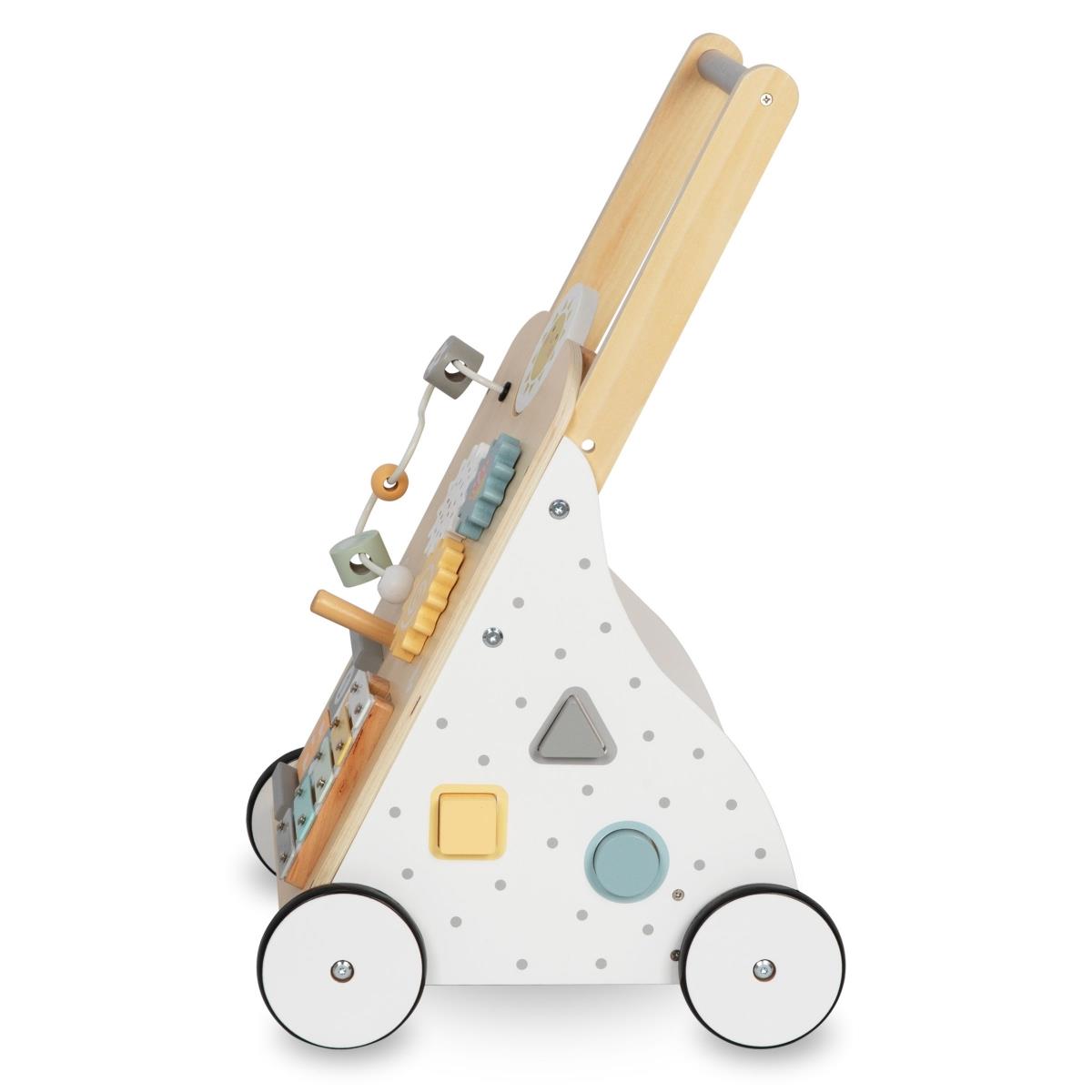 Edukacinė medinė vaikštynė 8in1 / kūdikių stumdyklė - manipuliacinė lenta