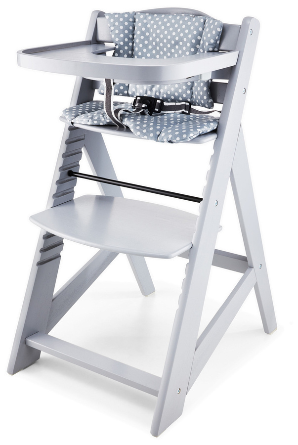Medinė maitinimo kėdutė "Moby-System WOODY" - pilkos spalvos