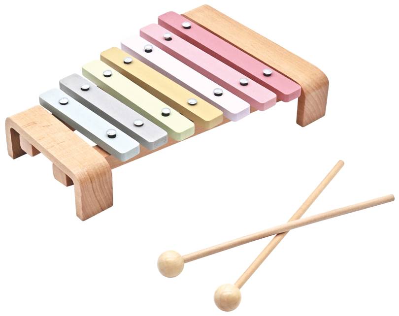 Mediniai cimbolai - ksilofonas vaikams, vaivorykštės spalvos